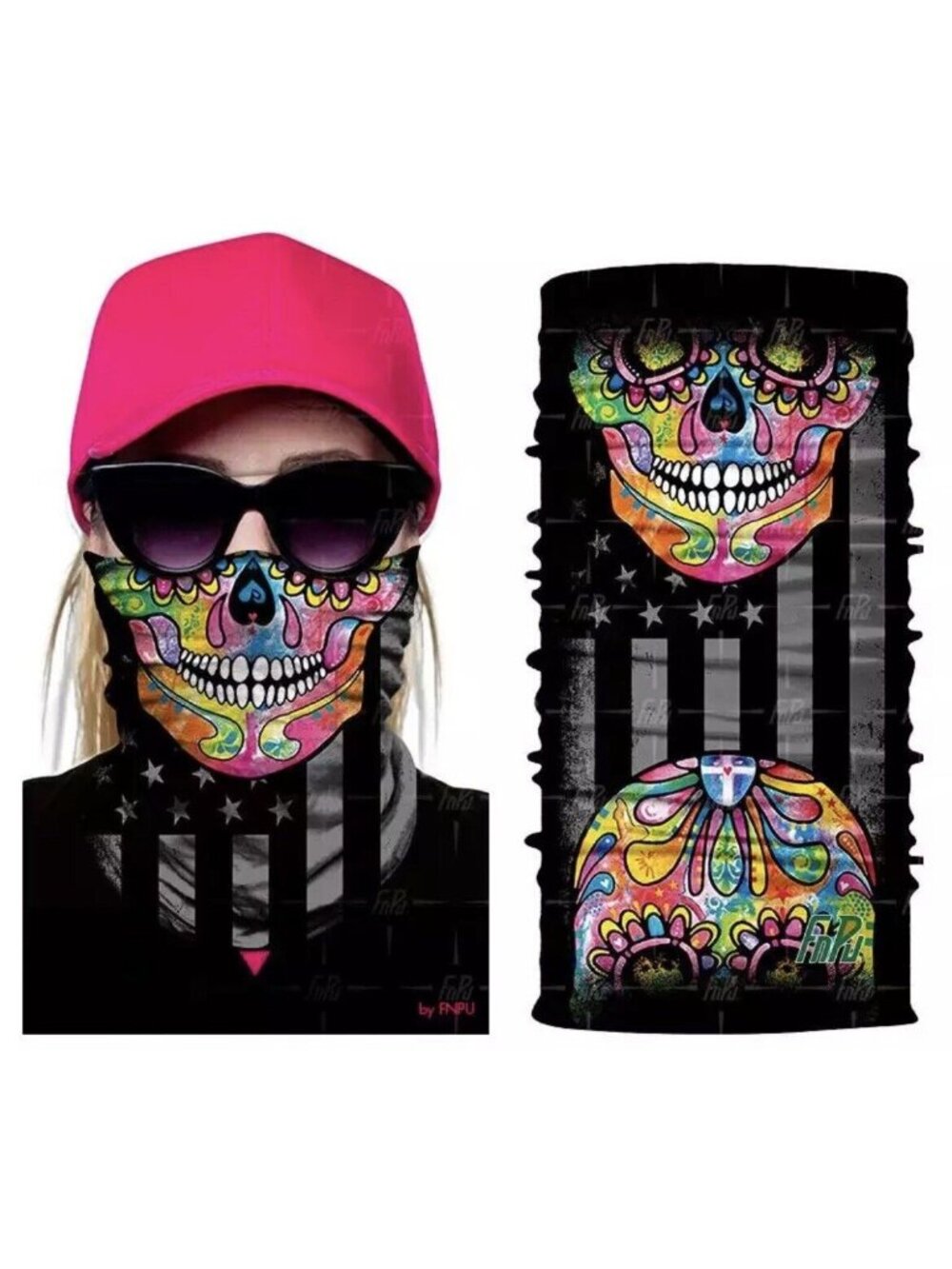 Tube Scarf Neck Warmer Face Mask Covering NEW Stretch Bandana Shield Skull Neon